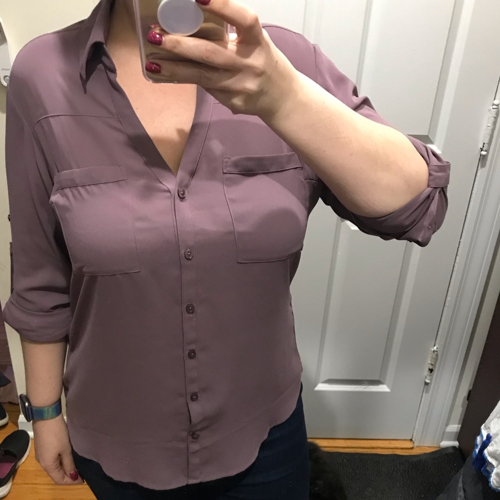 Express rose colored slim fit Portofino shirt